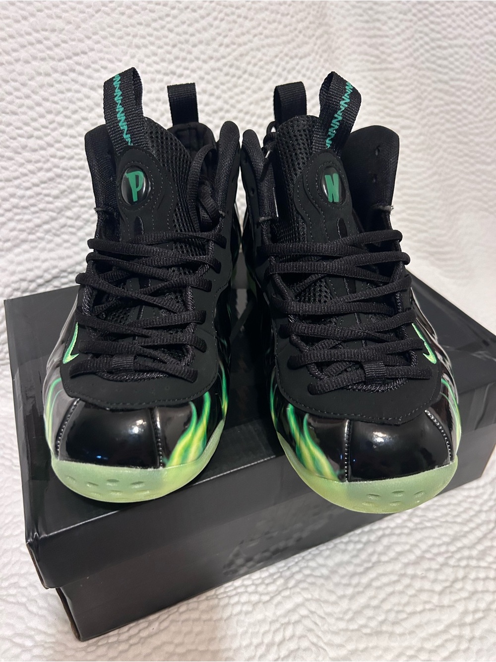 & Other Stories Black Athletic Shoes with Neon Green Flame Accents
